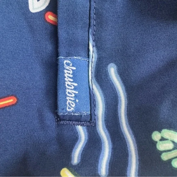 Chubbies Navy Blue Neon Tropical Men's Swim Trunks with Drawstring 5.5” inseam - Picture 11 of 13